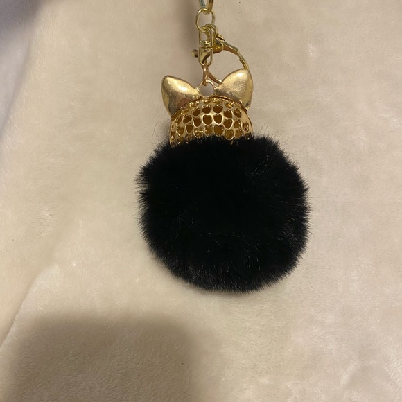 Pink Fox with Black Pom Pom keychain Bagcharm - Picture 4 of 7